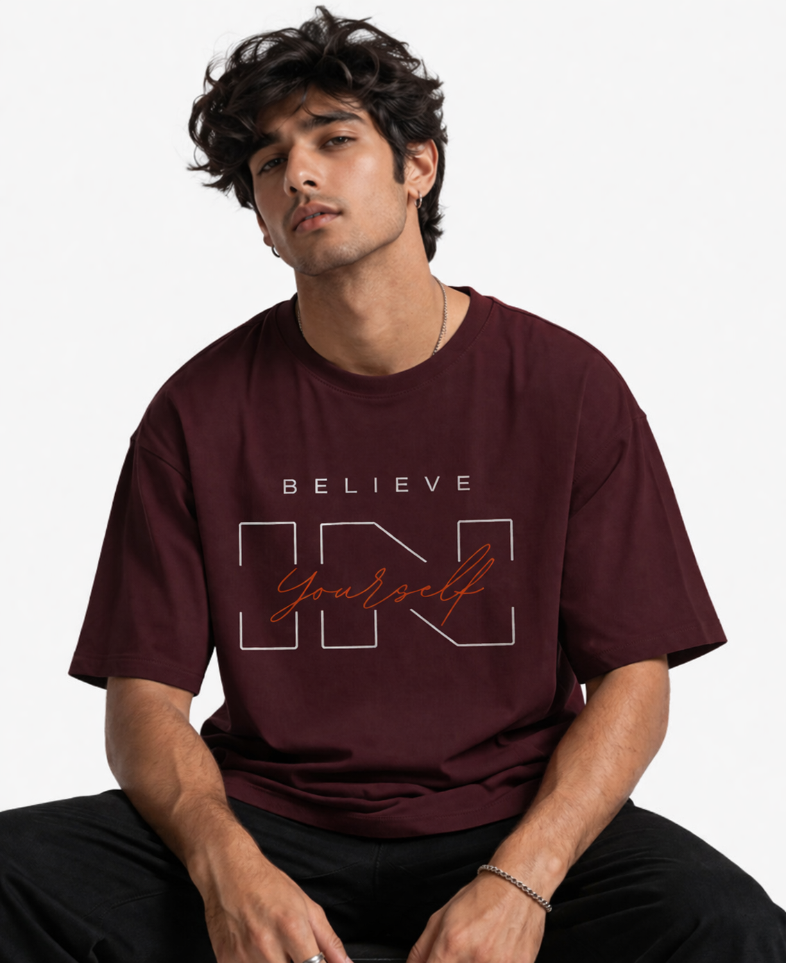 Believe Yourself Oversized Tee – Maroon Edition