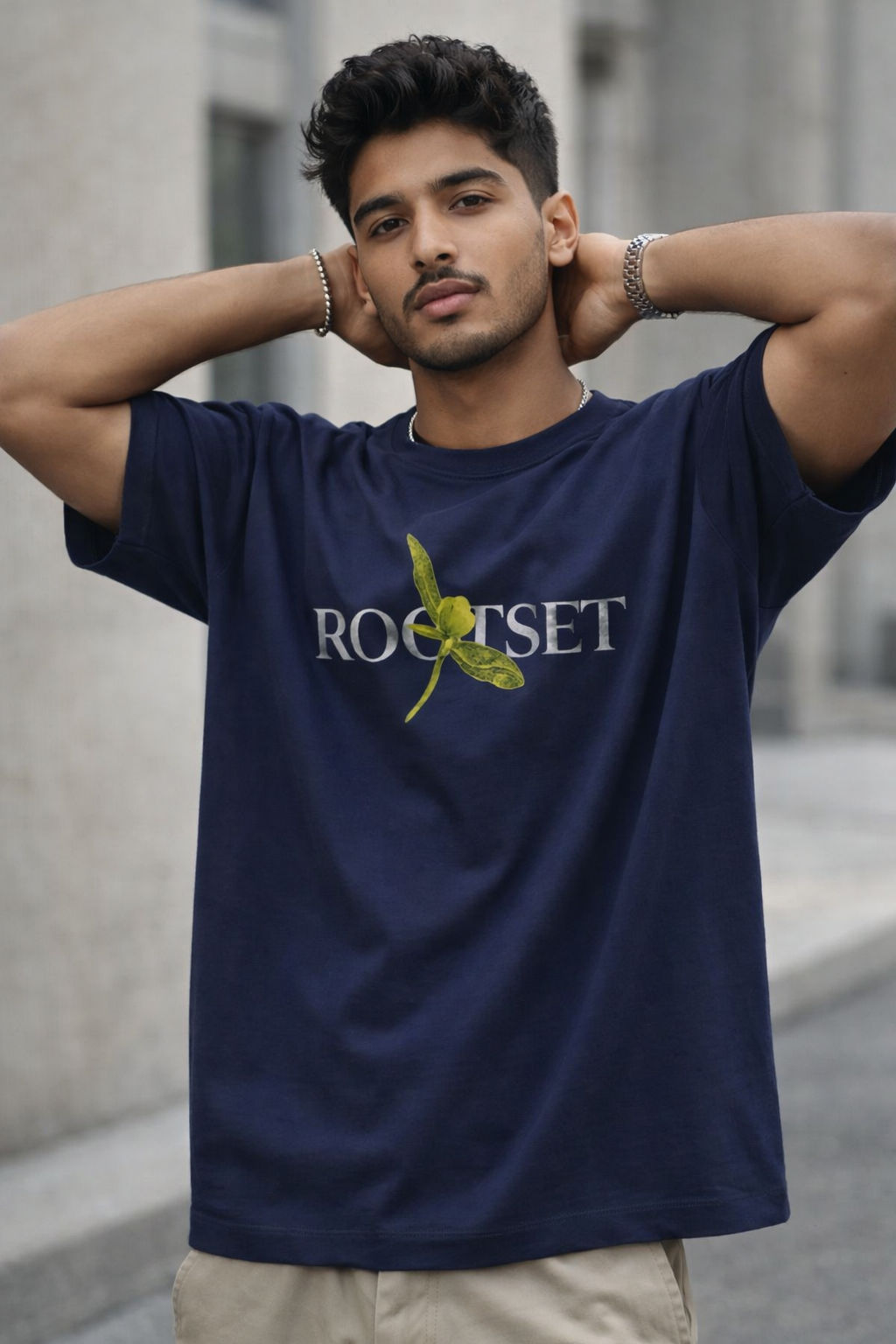 Root set Botanical Oversized Tee – Navy Edition
