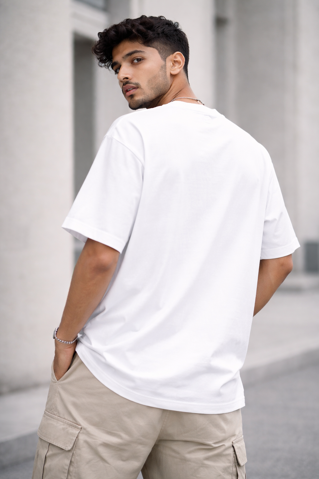 Crimson Evolution Drip Oversized Tee – White Edition
