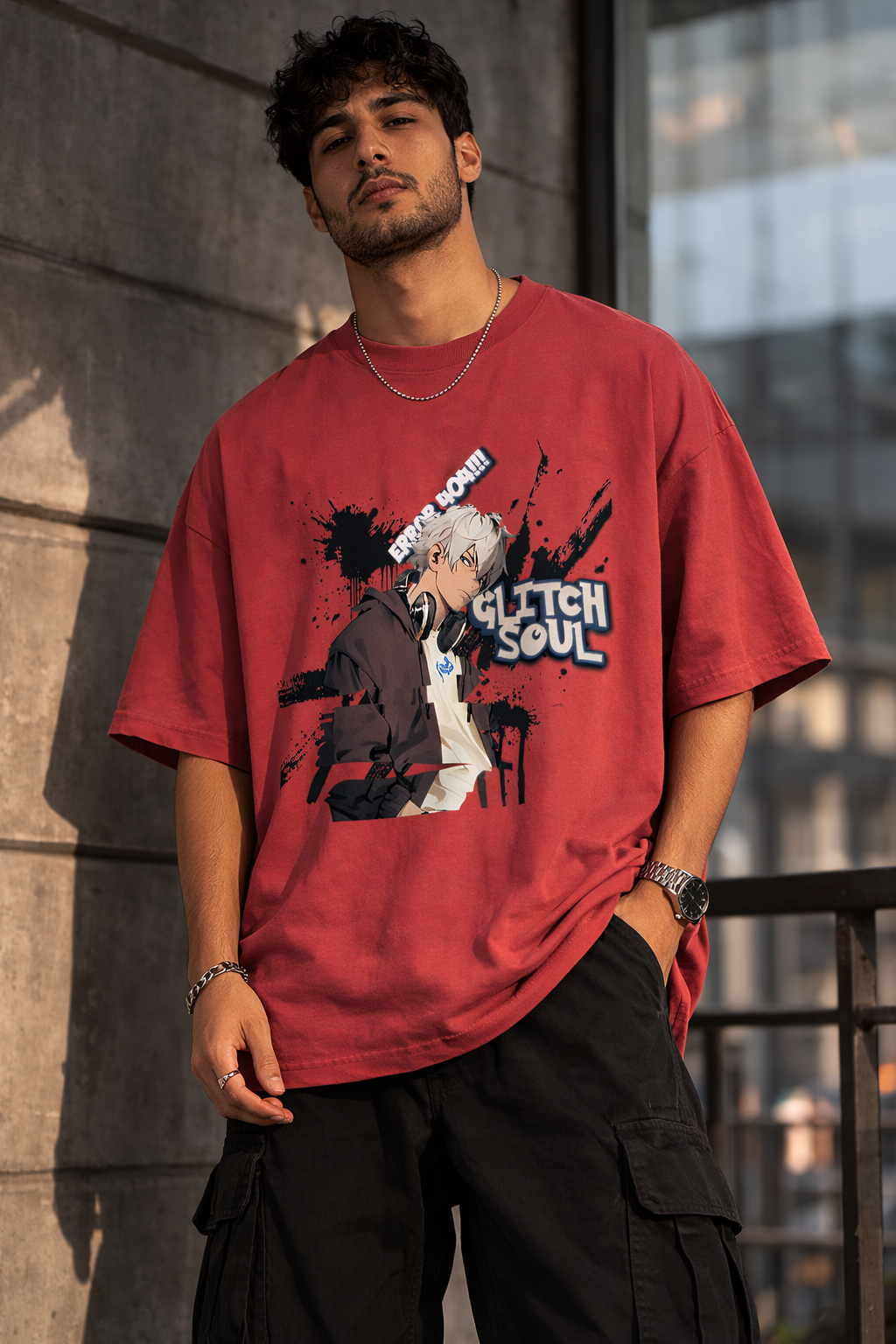 Glitch Soul Anime Streetwear Oversized Tee