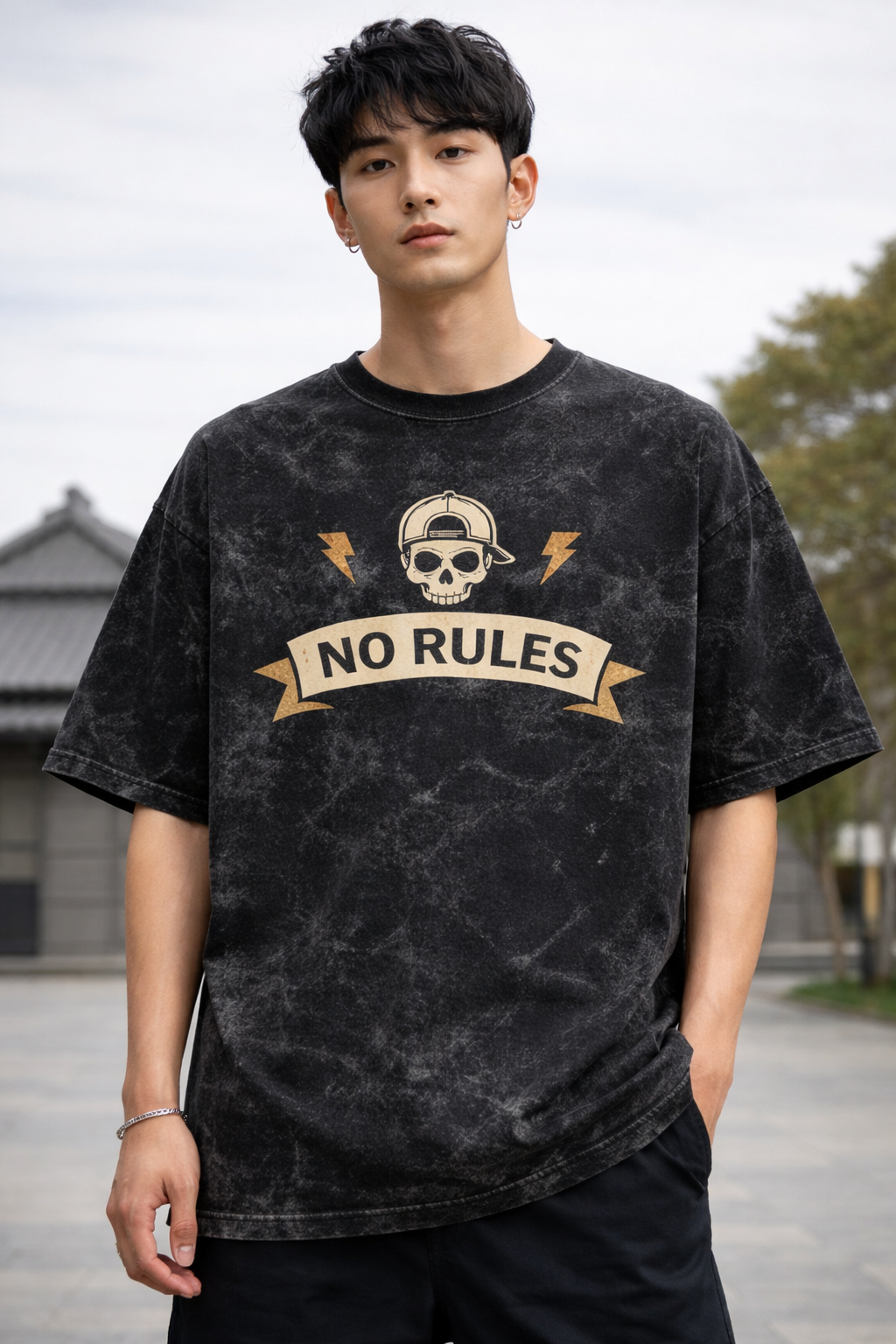 No Rules Outlaw Acid Wash Oversize Tee