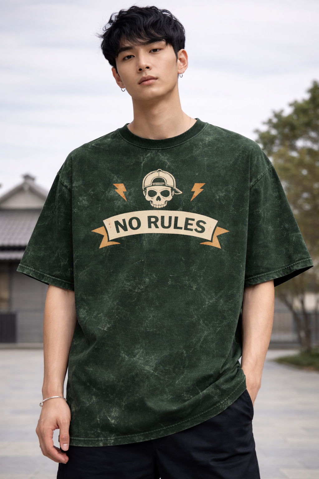 No Rules Outlaw Acid Wash Oversize Tee