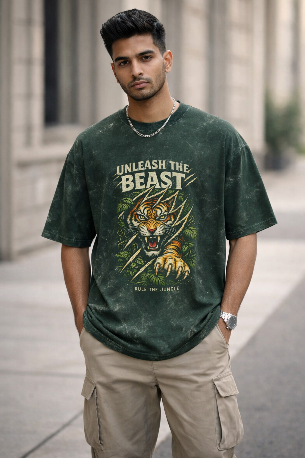 Unleash The Beast Vintage Jungle Oversized Tee
