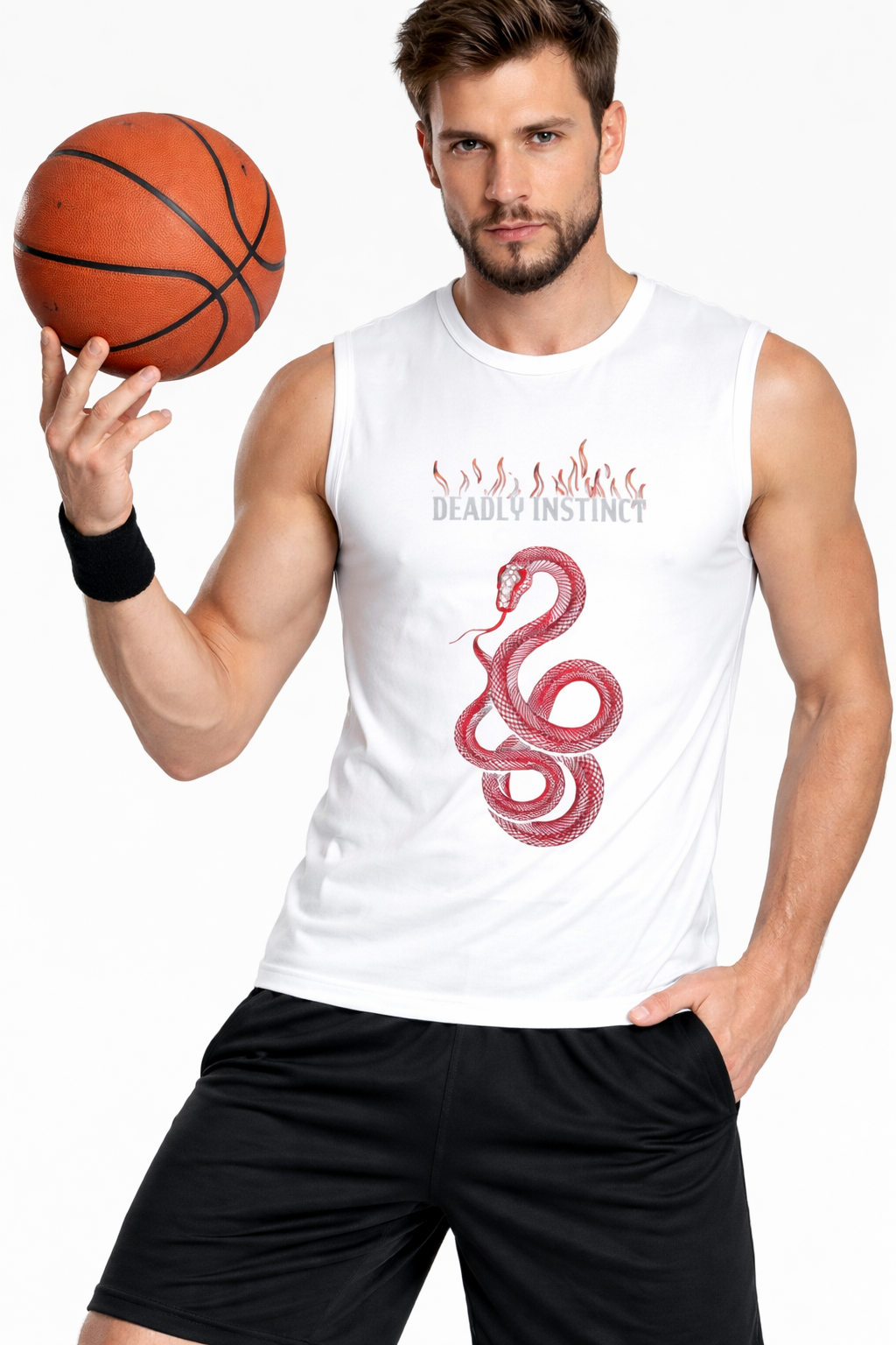 Deadly Instinct" Serpent Graphic Men's Sleeveless T-Shirt