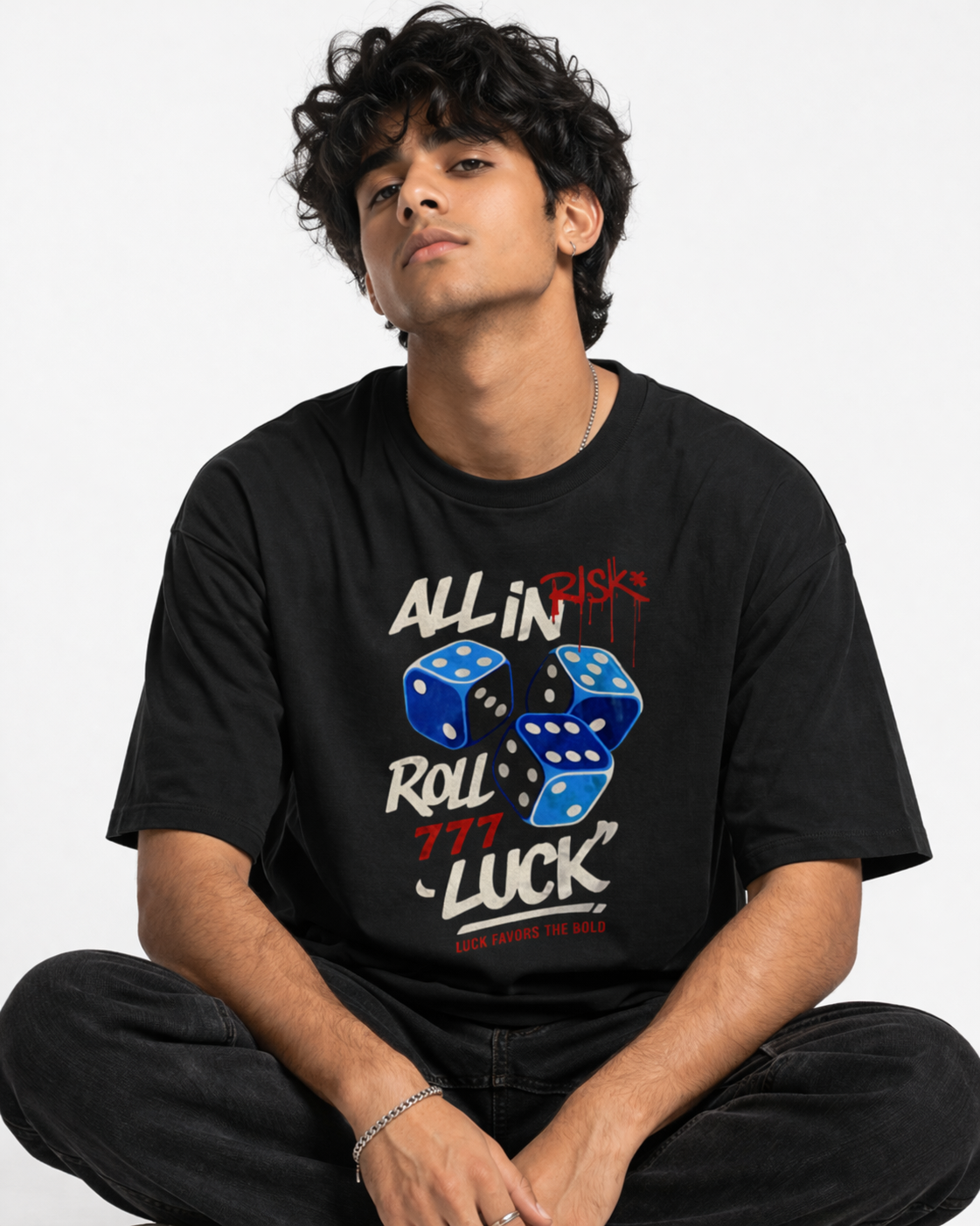 All In Luck Oversized Tee – Black Edition