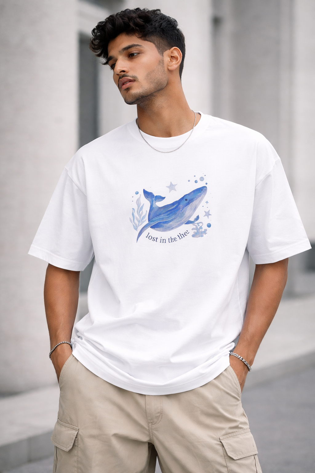 Ocean Peace Oversized Tee – Sand Beige Edition