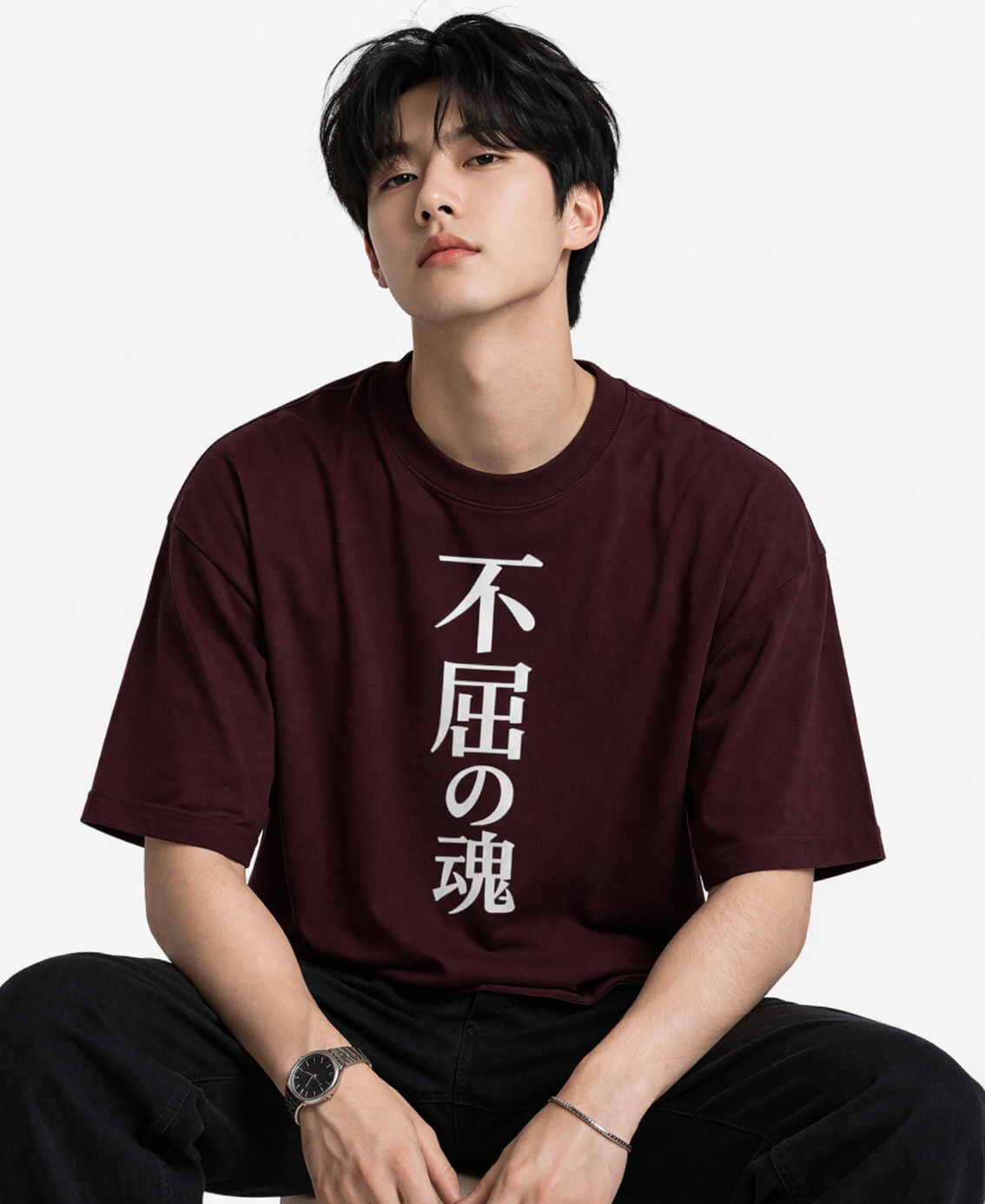 The Unyielding: "Indomitable Spirit" Kanji Oversized Tee