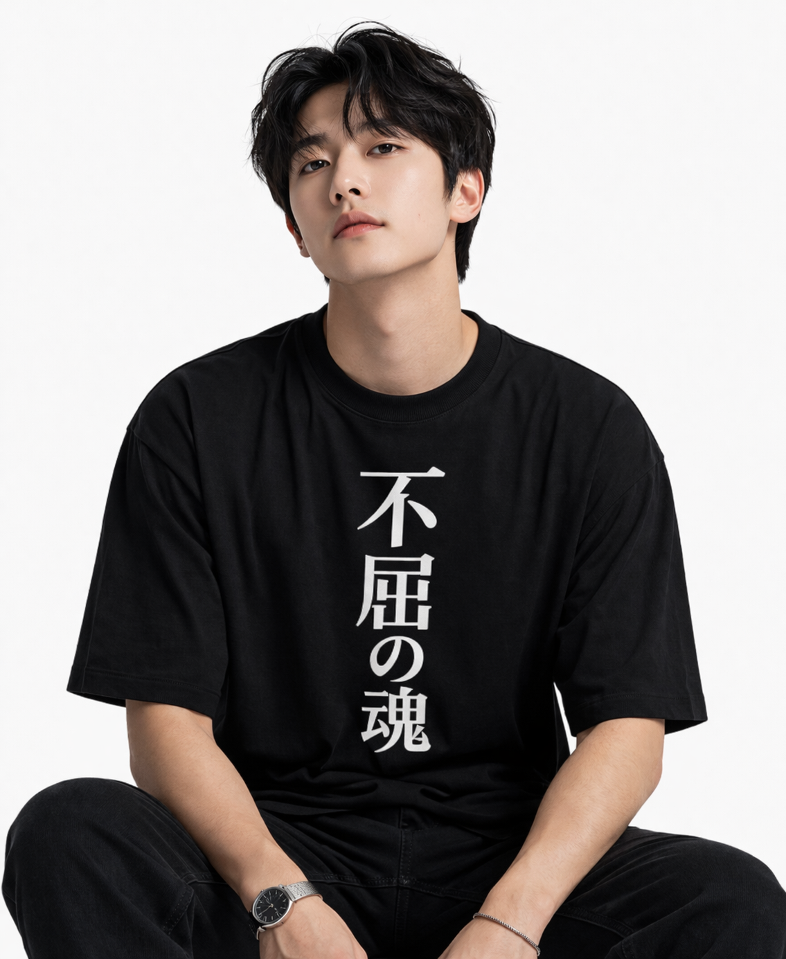The Unyielding: "Indomitable Spirit" Kanji Oversized Tee